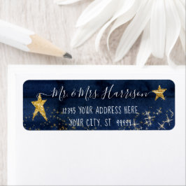 Returadressen Twinkle Little Star Navy Blue Guld Returadress Etikett