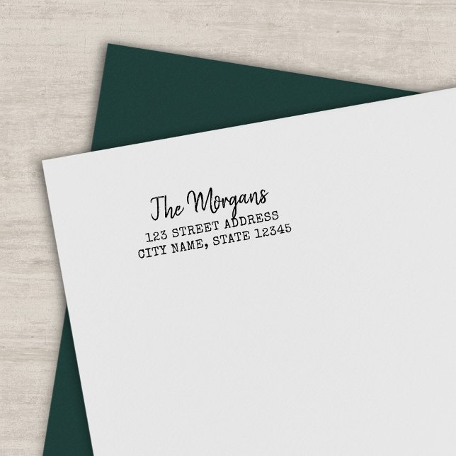 Returadressen Typewriter och Skriptfamilj Namn Självfärgande Stämpel (Skapare uppladdad)