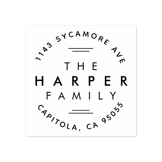 Returadressen Ultra Modern Typography Family Namn Stämpel (Tryck)