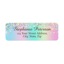 Returadressen Unicorn Holography Glitter Returadress Etikett