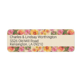 Returadressen vår Watercolor Poppies Returadress Etikett