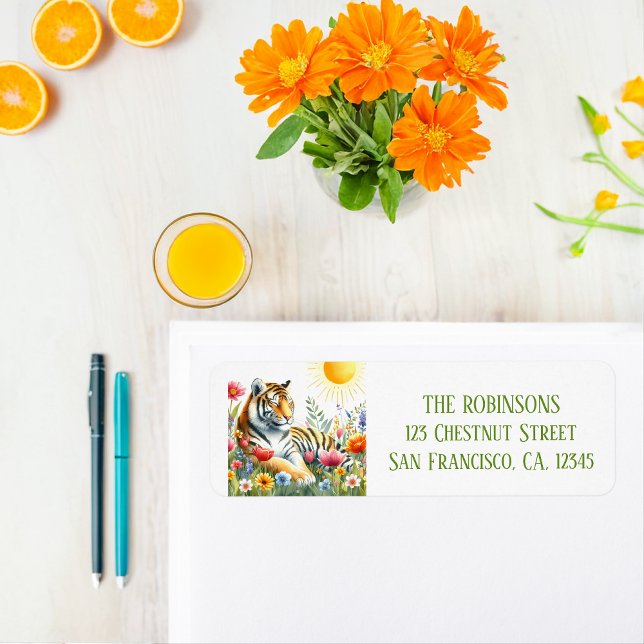 Returadressen vår Watercolor Tiger Returadress Etikett (Skapare uppladdad)