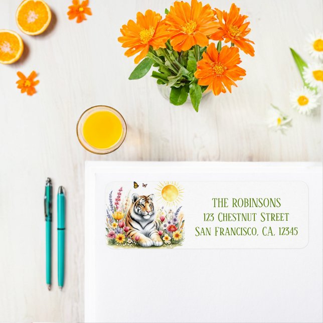 Returadressen vår Watercolor Tiger Returadress Etikett (Skapare uppladdad)