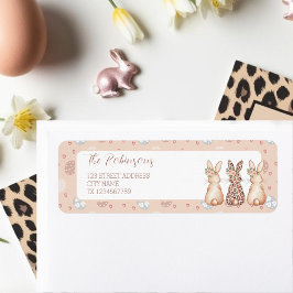 Returadressen vid den viskartade Blommigten Bunnie Returadress Etikett