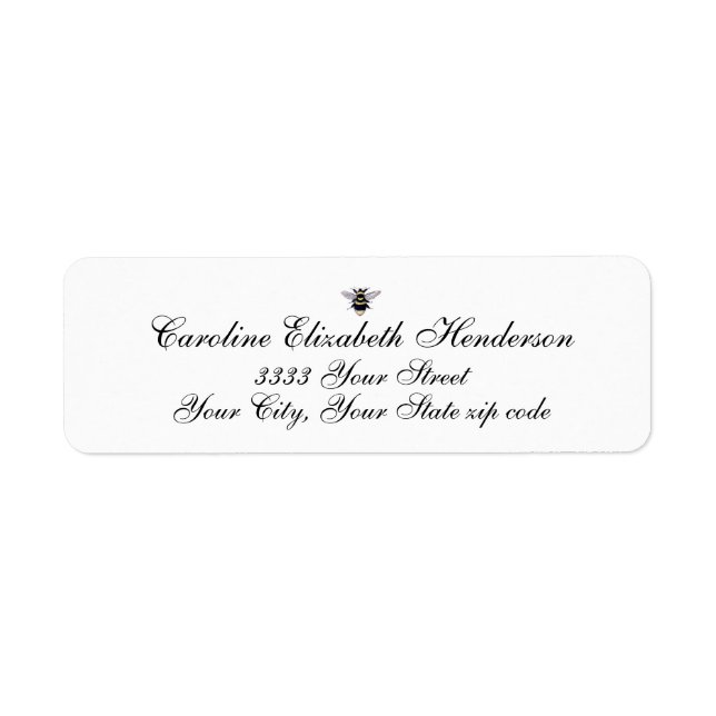 Returadressen vintage Antique Bee Classic Script Returadress Etikett (Framsidan)
