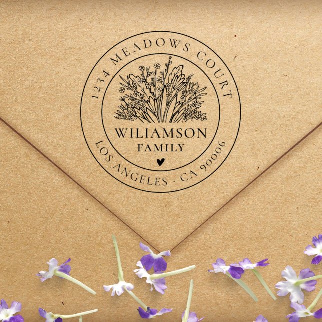 Returadressen Vintege Flowery Round Anpassningsbar Stämpel (Skapare uppladdad)