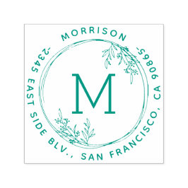 Returadressen Wandemonogram Family Namn Round Självfärgande Stämpel