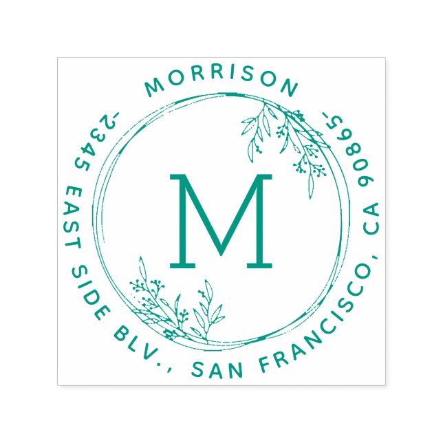 Returadressen Wandemonogram Family Namn Round Självfärgande Stämpel (Design)