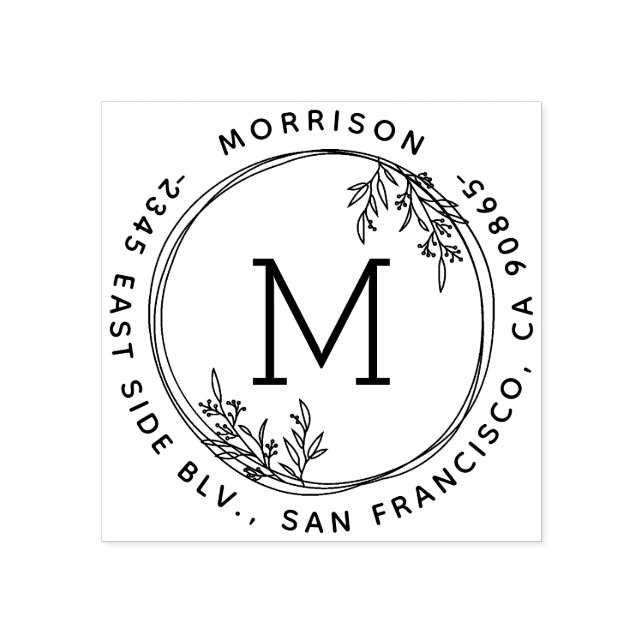 Returadressen Wandemonogram Family Namn Round Stämpel (Tryck)