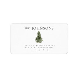 Returadressen Watercolor Julgran Helgdag Adressetikett