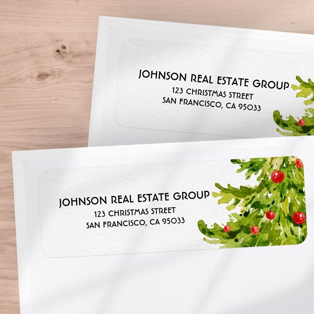 Returadressen Watercolor Julgran Helgdag Returadress Etikett (Skapare uppladdad)