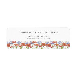 Returadressen Watercolor meadow wildblommor Returadress Etikett