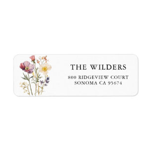 Returadressen Watercolor Wildblommor Returadress Etikett