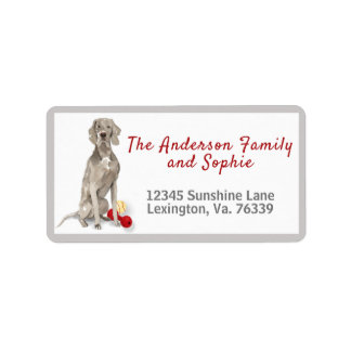 Returadressen Weimaraner och Leksak Family Adressetikett