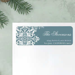 Returadressen White Snöflingor jul Adressetikett