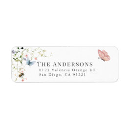 Returadressen Wildblomfjäril Bee Watercolor Returadress Etikett