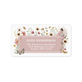 Returadressen Wildblomma Fairy Garden Tea Party Adressetikett