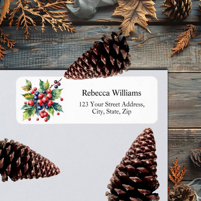 Returadressen Winter Berries Elegant Returadress Etikett (Skapare uppladdad)