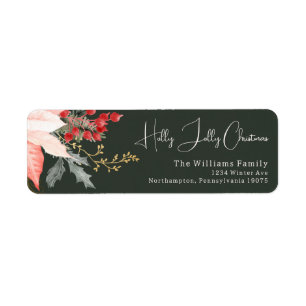 Returadressen Winter Blommigt Holly Jolly Jul Returadress Etikett