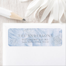 Returadressen Winter Silver Snowflake Blue, fryst Returadress Etikett