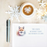 Returadressen Winter Vibes Watercolor Fox Returadress Etikett<br><div class="desc">Vintern visar returetiketter med en söt vattenfärgsräv. Anpassade.</div>