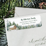 Returadressen Winter Woodland Cabin jul Returadress Etikett<br><div class="desc">Denna mysiga vintersemesteradressetikett har en vattenfärgad,  rustisk skogsgård med en stuga som är kapslad i skogen som täcks av snö. Kontrollera samlingen för olika matchande produkter.</div>