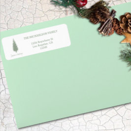 Returadressen Woodland Träd jul Returadress Etikett