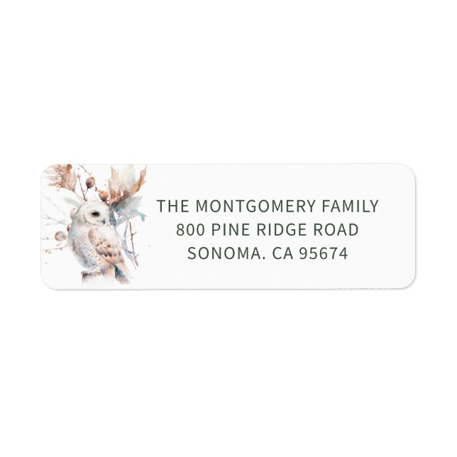 Returadressen Woodland Uggla jul Returadress Etikett (Framsidan)