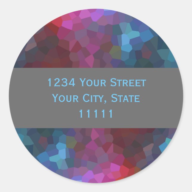 Returadressens abstrakta utformning runt klistermärke (Framsida)