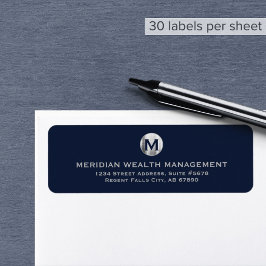 Returadressetikett Blue Silver Monogram Returadress Etikett