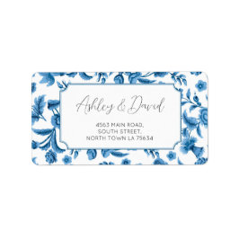 Returadressetikett Bröllop Chintz Blue & White Adressetikett