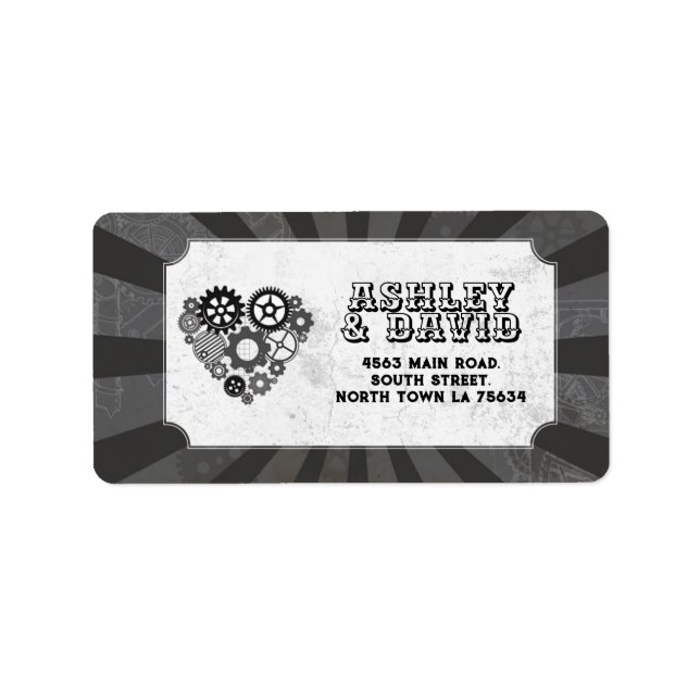Returadressetikett Bröllop Steampunk Bröllop Adressetikett (Framsidan)