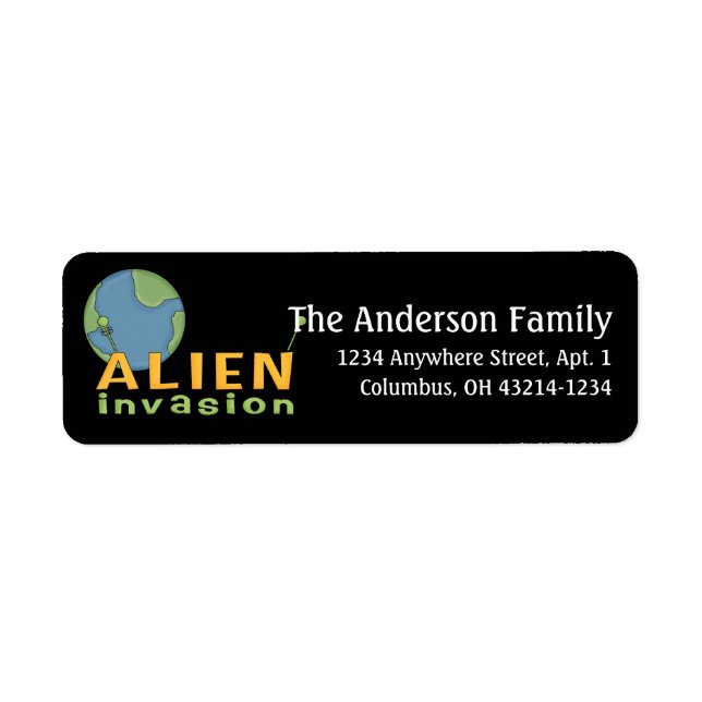 Returadressetikett för Alien Invasion Space-tema Returadress Etikett (Framsidan)