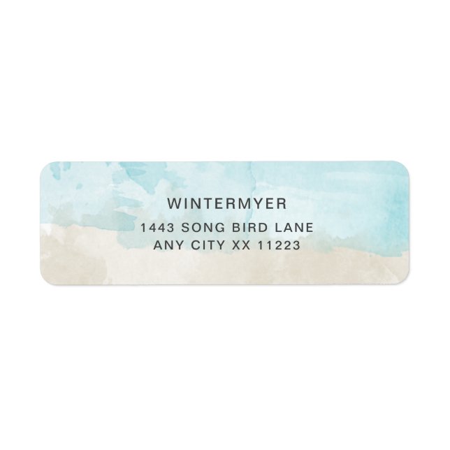Returadressetikett för Beach-vattenfärgen bröllop Returadress Etikett (Framsidan)