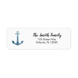 Returadressetikett för blå anchor Nautical Paintin Returadress Etikett