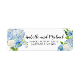 Returadressetikett för blå och vit vattenfärg returadress etikett