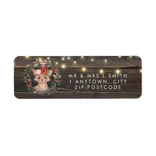 Returadressetikett för blommigt för retur av rävba returadress etikett (Framsidan)