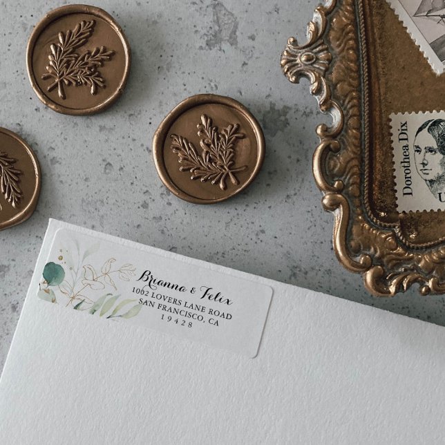 Returadressetikett för Blommigten Rustic Eucalyptu Returadress Etikett (Skapare uppladdad)