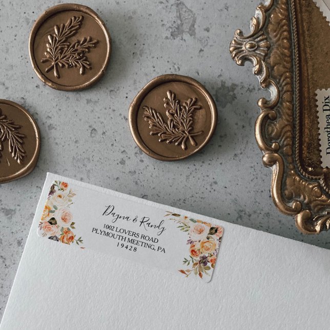 Returadressetikett för Blommigten Rustik Elegant t Returadress Etikett (Skapare uppladdad)