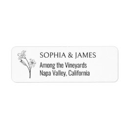 Returadressetikett för Botaniskt Line Art Bröllop Returadress Etikett