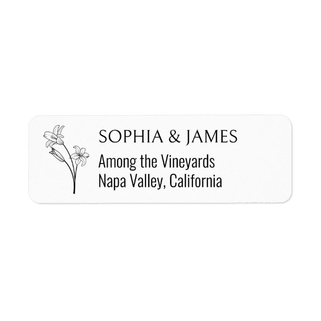 Returadressetikett för Botaniskt Line Art Bröllop Returadress Etikett (Framsidan)