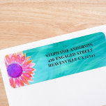 Returadressetikett för Bright Blommigt Bröllop Returadress Etikett<br><div class="desc">Den här färgstarka Bröllop Return-adressetiketten dekoreras med en ursprunglig vattenfärgsmålning av en blomma i skuggor av rosa och lila på en turkobakgrunden. Anpassade enkelt med namn och adress. Använda alternativet Anpassa ytterligare om du vill ändra texten storlekt, stil eller färg om du vill. Eftersom vi skapar vår egen teckning kommer...</div>