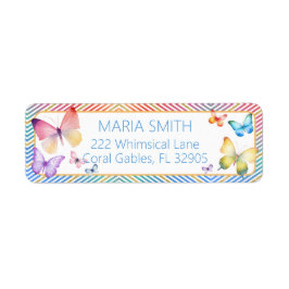 Returadressetikett för Butterfly Glitter Returadress Etikett