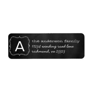 Returadressetikett för Chalkboard Monogram Ram Returadress Etikett