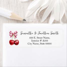 Returadressetikett för Cherry Coquette Baby Shower Returadress Etikett