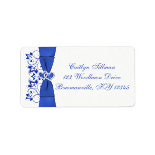 Returadressetikett för Cobalt Blue White Hearts Adressetikett