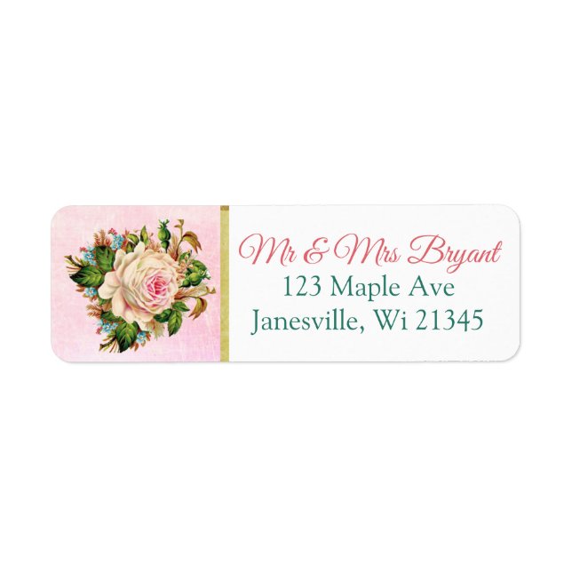 Returadressetikett för Coral Ro Blommigt Returadress Etikett (Framsidan)