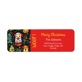 Returadressetikett för Cute jul-Hundar Returadress Etikett