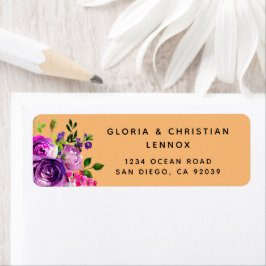 Returadressetikett för den romantiska Lilan Blommi Returadress Etikett