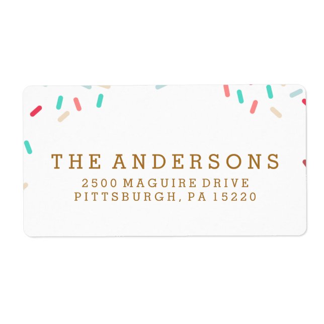 RETURADRESSETIKETT FÖR DONUT SPRINKLES FRAKTSEDEL (Framsidan)